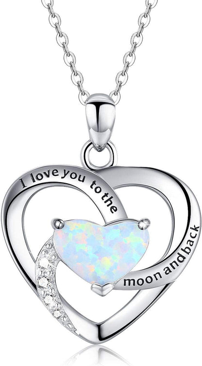 925 Sterling Silver Heart Necklace I Love You to the Moon and Back Pendant Sun Star Moon Necklace Jewelry for Women with Gifts Box